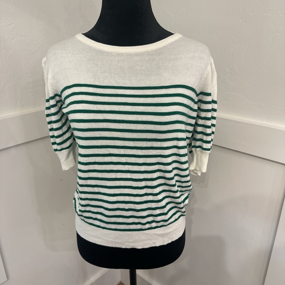 Skies Are Blue Green and White Crew Neck Sweater - Picture 1 of 2